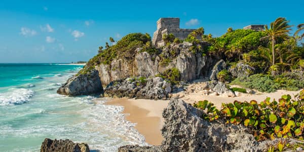 Tulum ruins next to beach